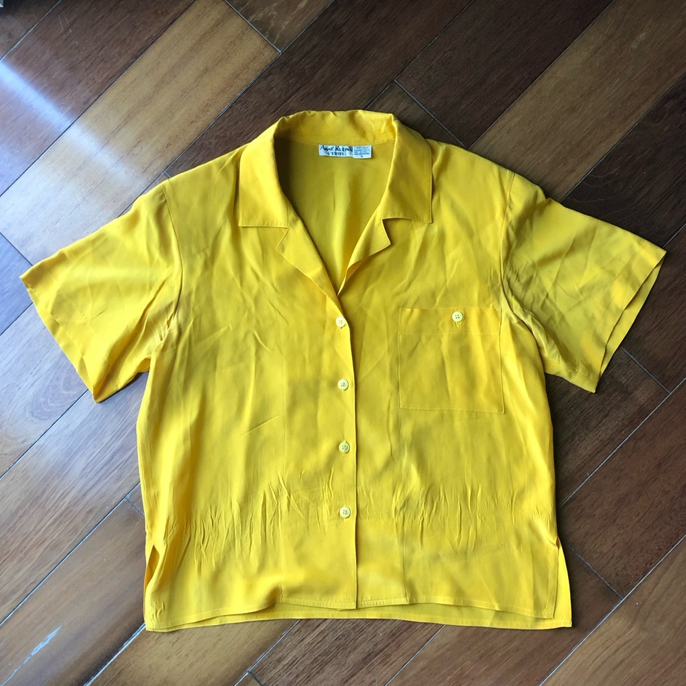 Anne Klein Yellow Button-Up Blouse